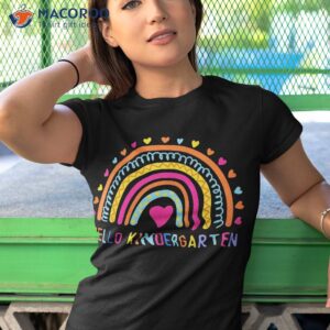 hello kindergarten rainbow for teachers girls back to school shirt tshirt 1