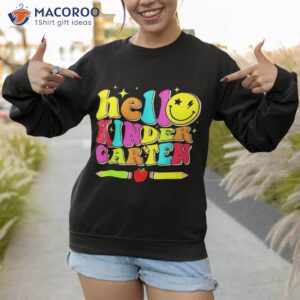 hello kindergarten retro back to school teacher student kids shirt sweatshirt 1