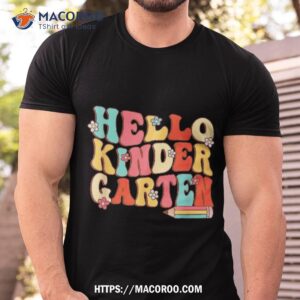 hello kindergarten retro groovy back to school first day shirt tshirt