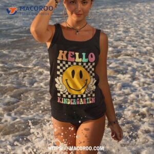 hello kindergarten retro hippie back to school teachers kids shirt tank top