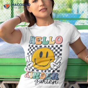 hello kindergarten retro smile teachers kids back to school shirt tshirt 1