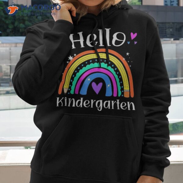 Hello Kindergarten Teacher Rainbow Kinder Back To School Shirt