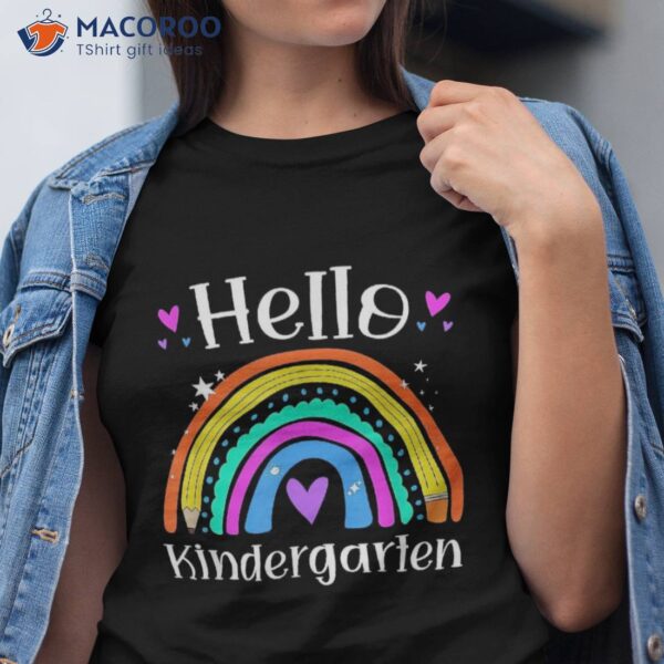 Hello Kindergarten Teacher Rainbow Kinder Back To School Shirt