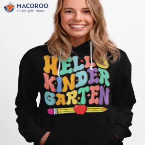 hello kindergarten teacher team back to school groovy retro shirt hoodie 1