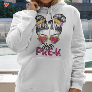 Hello Pre-k Messy Bun Back To School Tie Dye Girls Kids Prek Shirt