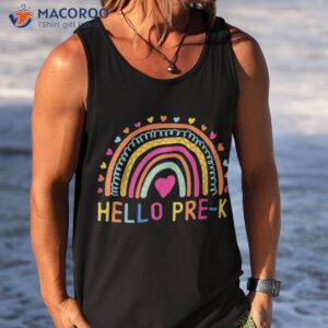 hello pre k rainbow preschool teachers kids back to school shirt tank top