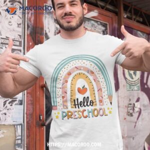 hello preschool boho rainbow teacher back to school shirt tshirt 1