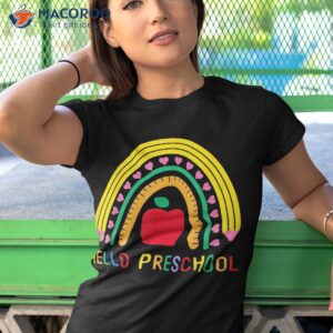 hello preschool rainbow teacher boys girls back to school shirt tshirt 1