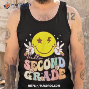 hello second grade funny face 2nd back to school shirt tank top