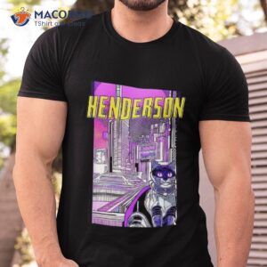 Henderson Cat Retro Anime Cityscape Nevada Usa Vintage Funny Shirt