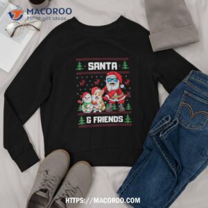 here comes santa and friends crochet look christmas shirt sweatshirt