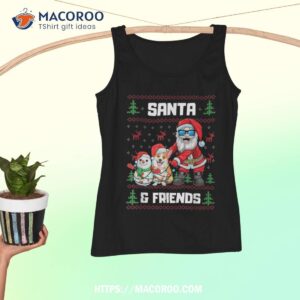 here comes santa and friends crochet look christmas shirt tank top