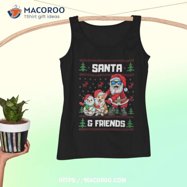 Here Comes Santa And Friends Crochet Look Christmas Shirt