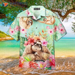 Hibiscus Flower Sloth Hawaiian Shirts