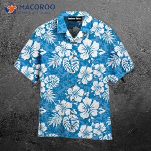 Hibiscus Tropical Blue Hawaiian Shirts