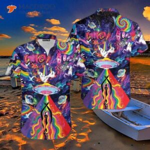 High-quality Awesome Hippie Ufo Purple Hawaiian Shirts