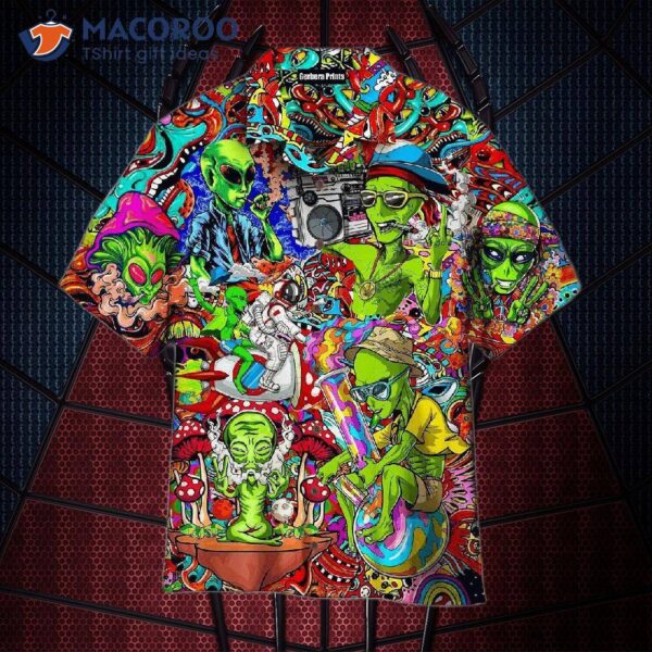 Hippie Alien Peace Life All-over Pattern Hawaiian Shirts