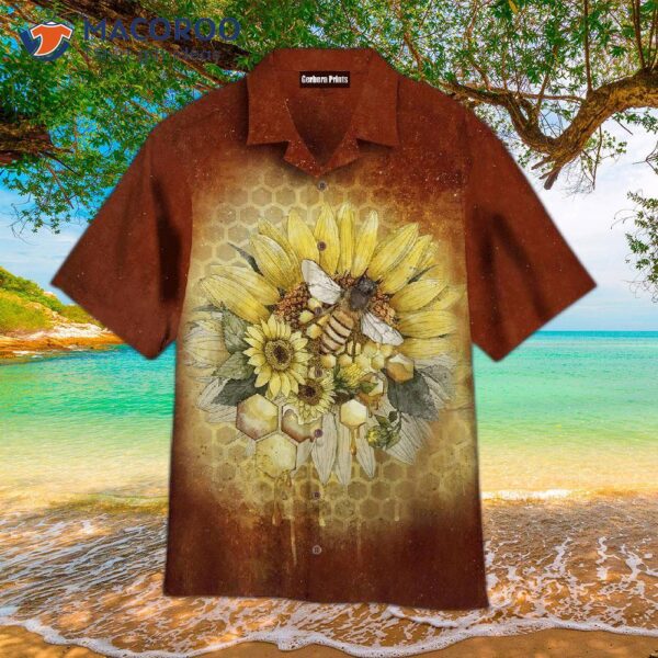 Hippie Bee With Sunflower Hawaiian Shirts