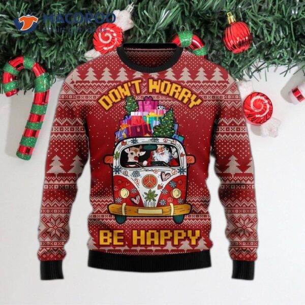 Hippie Car Ugly Christmas Sweater