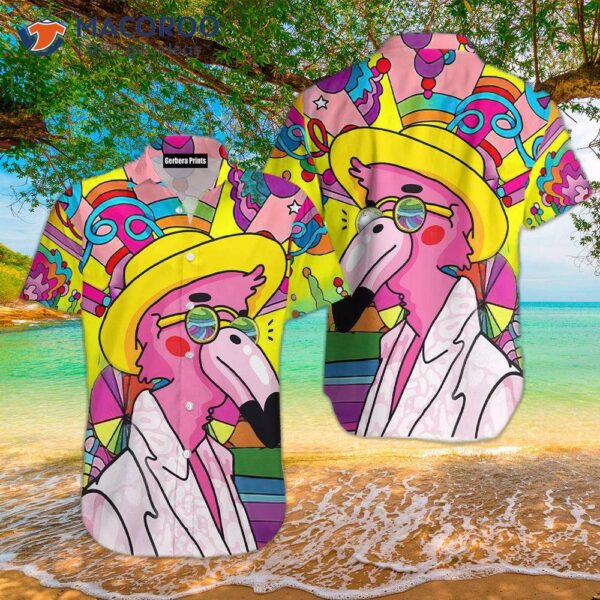 Hippie Flamingo Unisex Pink Hawaiian Shirts