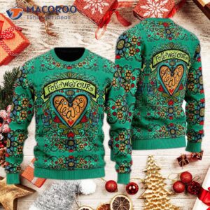 Hippie "follow Your Heart" Ugly Christmas Sweater