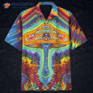 hippie magic mushroom colorful hawaiian shirt 0