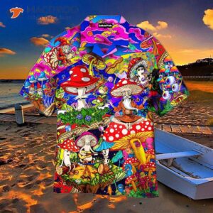 hippie mushroom peaceful colorful hawaiian shirts 0