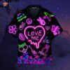 Hippie Neon “love Me” Hawaiian Shirts