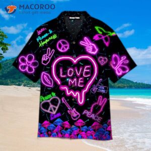 Hippie Neon “love Me” Hawaiian Shirts