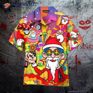 Hippie Santa Claus Wearing Colorful Hawaiian Shirts