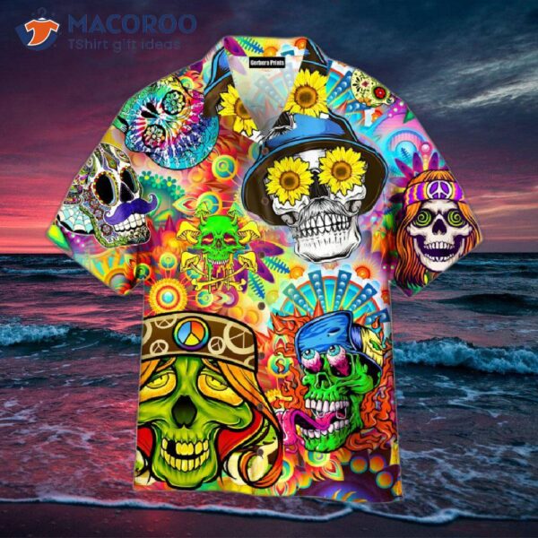 Hippie Skull Colorful Hawaiian Shirts