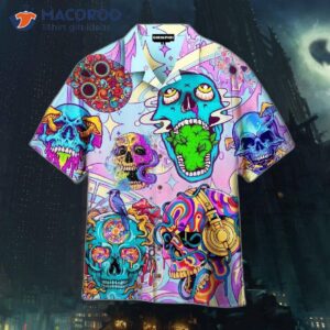 Hippie Skull Peace Life Color Limited Edition Purple Hawaiian Shirts