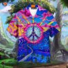 Hippie-style, Peace Sign-patterned, Colorful Hawaiian Shirts