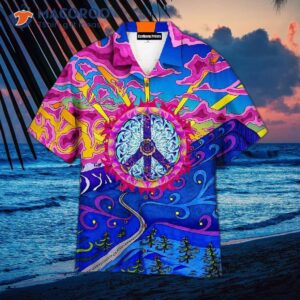 Hippie-style, Peace Sign-patterned, Colorful Hawaiian Shirts