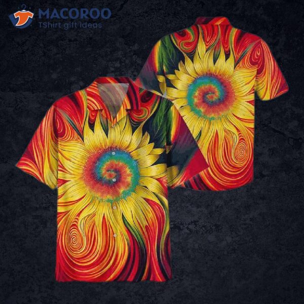 Hippie Sunflower Red Hawaiian Shirts