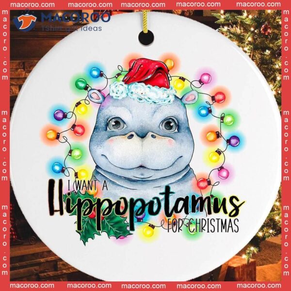 Hippopotamus Christmas Ceramic Ornament