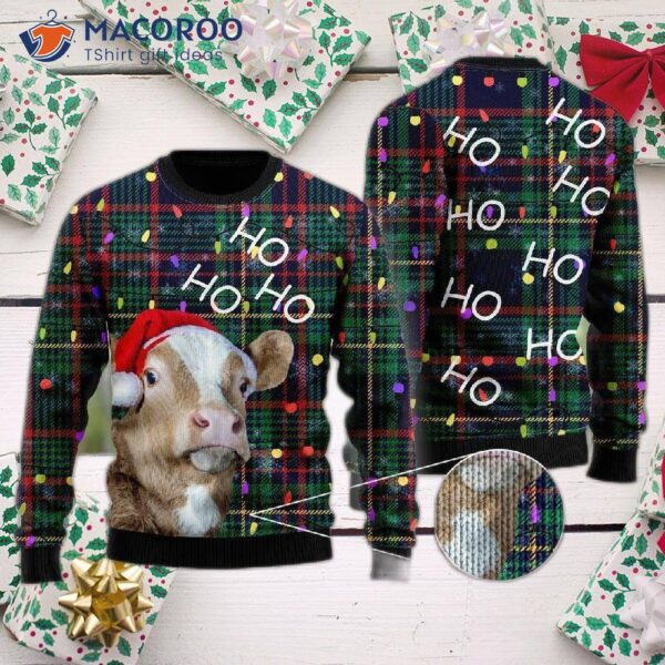 Ho, Ho! Cow Christmas Tree Ugly Sweater.