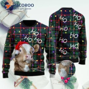 Ho, Ho! Cow Christmas Tree Ugly Sweater.