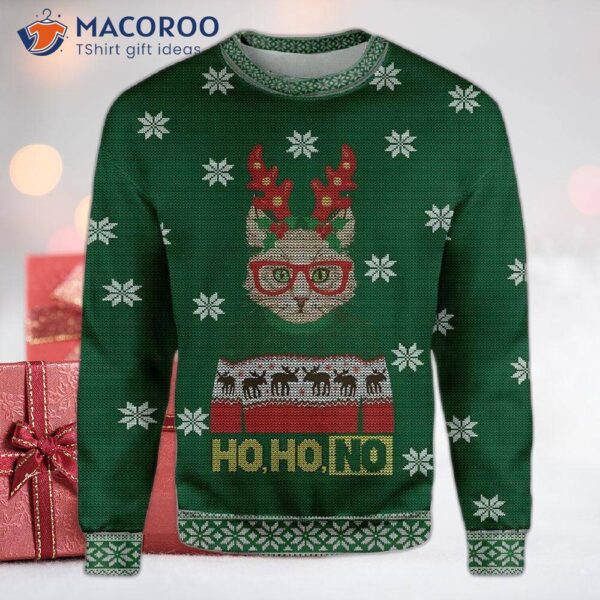 Ho, No Cat Christmas Ugly Sweater.