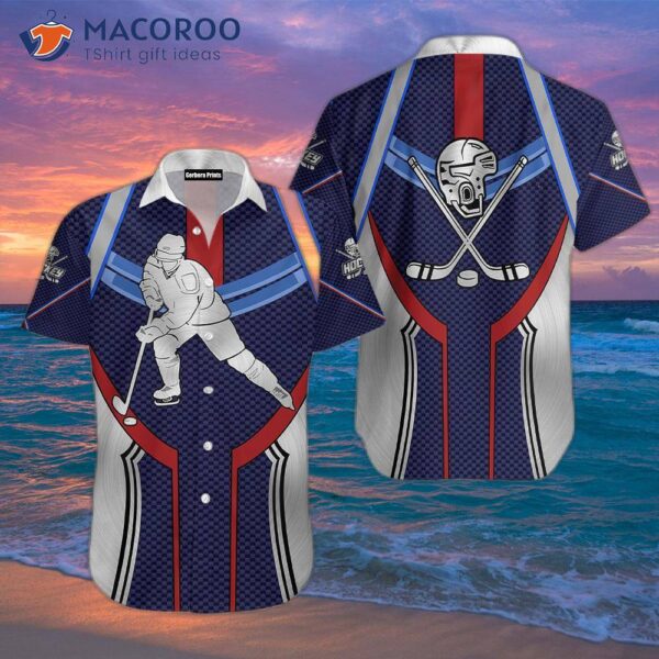 Hockey Blue And Gray Hawaiian Shirts