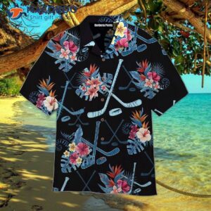 Hockey Tropical Black Hawaiian Shirts