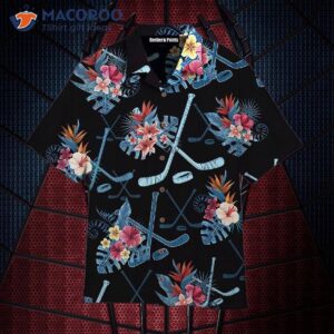 hockey tropical black hawaiian shirts 1