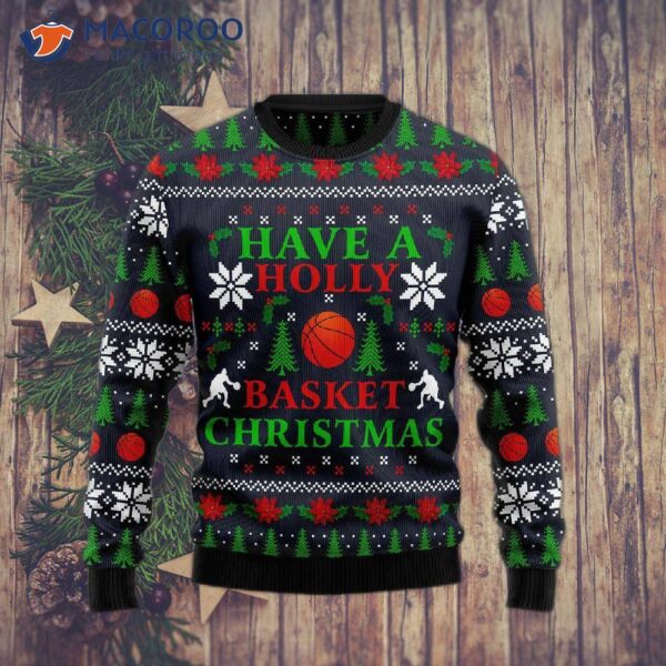 Holly Basketball Christmas Ugly Sweater