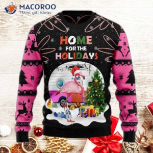 Home For The Holidays Flamingo Ugly Christmas Sweater