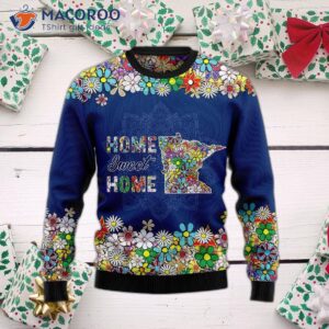 Home Sweet Minnesota, Flower Ugly Christmas Sweater