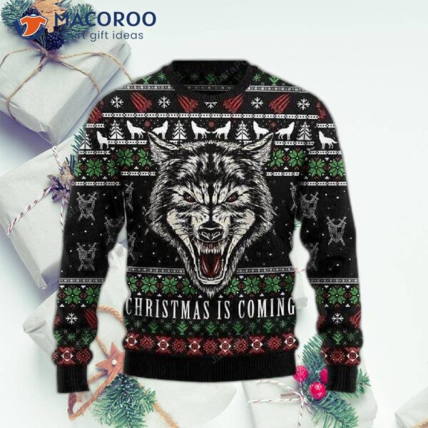 Honor Wolf Black Ugly Christmas Sweater