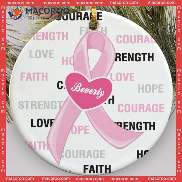 Hope And Love Breast Cancer Awareness Christmas Ceramic Ornament