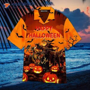 Horror Halloween Night Is Coming With Orange Hawaiian Shirts.