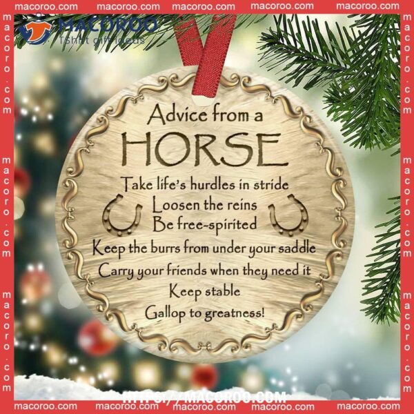 Horse Advice Bronze Style Circle Ceramic Ornament, Horse Christmas Ornaments