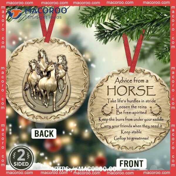 Horse Advice Bronze Style Circle Ceramic Ornament, Horse Christmas Ornaments